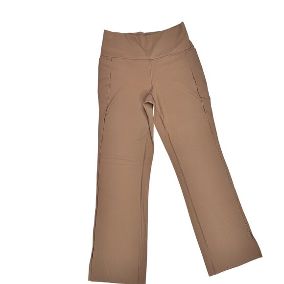 Athleta 533441 Transcend Stash Crop Straight Leg Pant L Tan Nylon Spandex Blend - Picture 1 of 16
